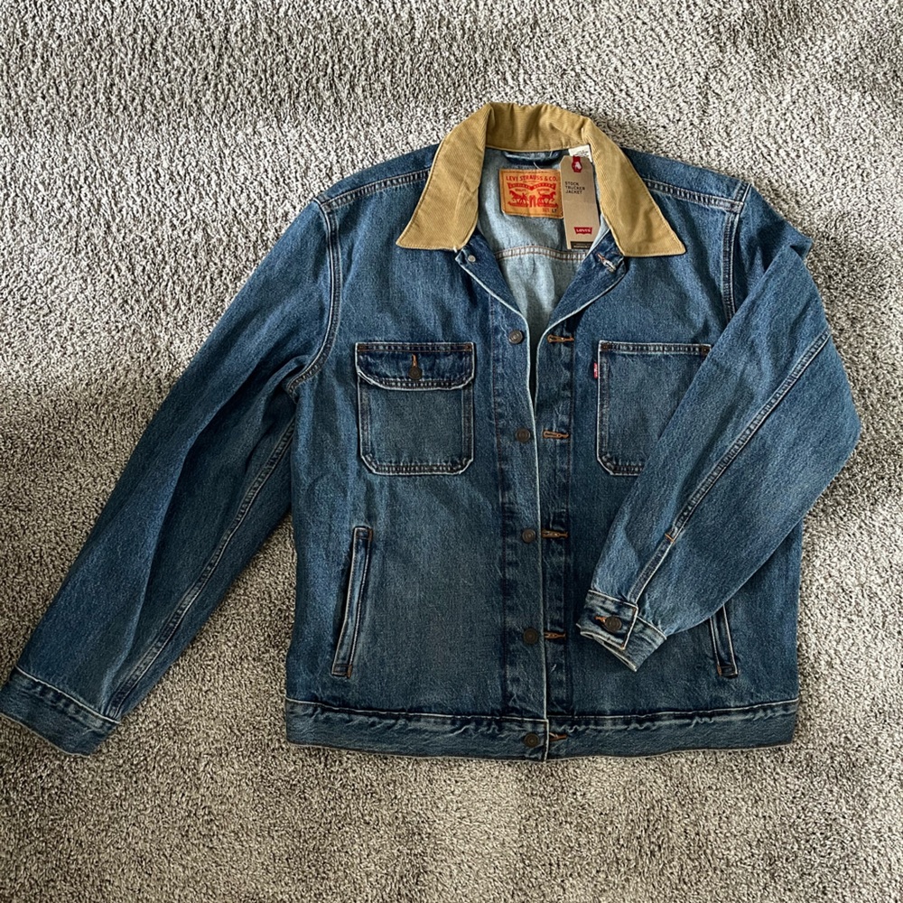 Levi's Classic Blue Jacket with Tan Collar